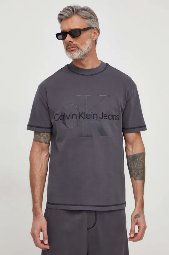 siva Pamučna majica Calvin Klein Jeans Muški