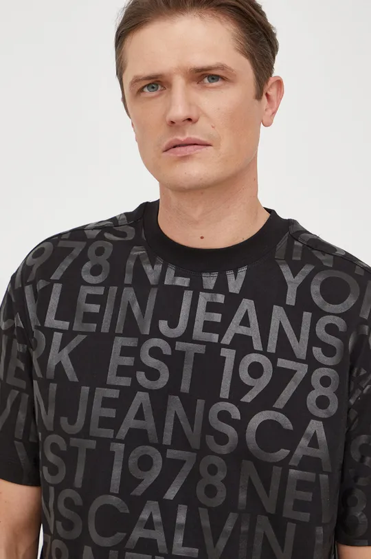 fekete Calvin Klein Jeans pamut póló