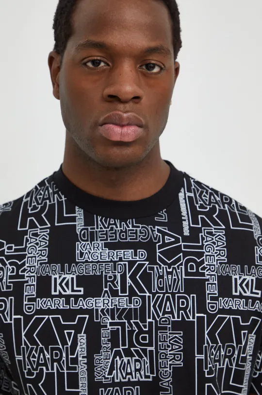 črna Bombažna kratka majica Karl Lagerfeld Moški
