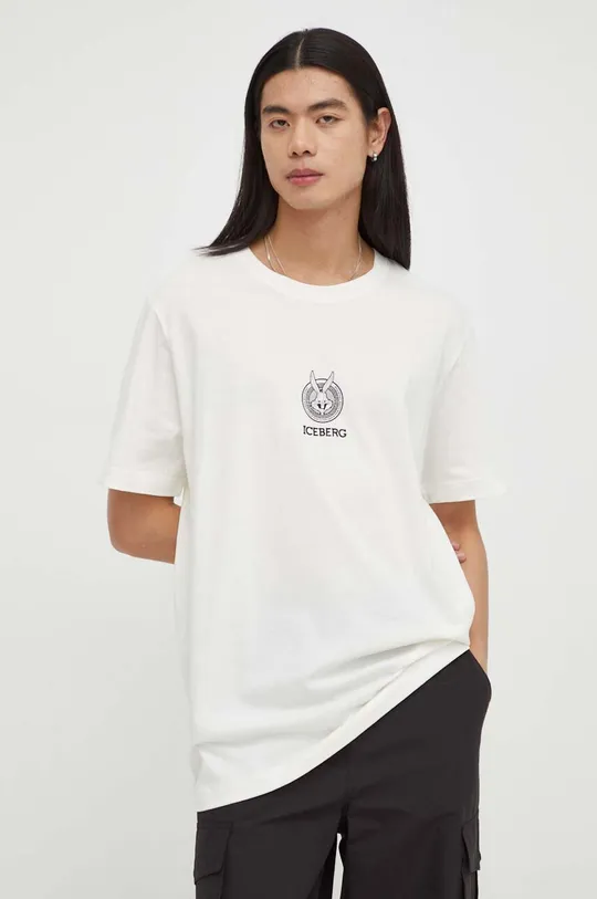 beżowy Iceberg t-shirt bawełniany Męski