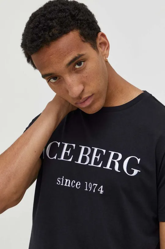 črna Bombažna kratka majica Iceberg