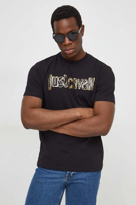 czarny Just Cavalli t-shirt bawełniany Męski