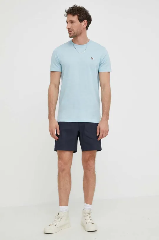 PS Paul Smith t-shirt bawełniany niebieski