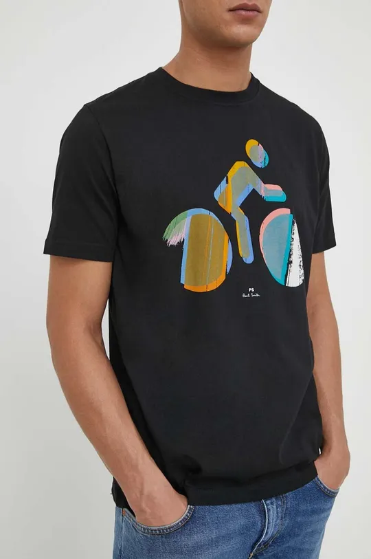 czarny PS Paul Smith t-shirt bawełniany