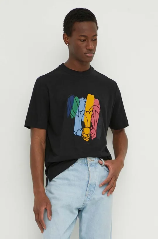 nero PS Paul Smith maglietta con aggiunta di lino Uomo