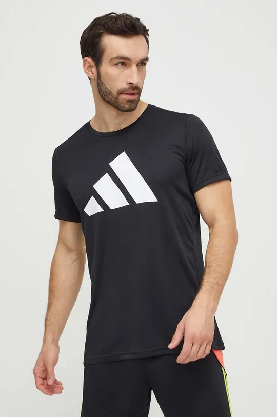 μαύρο Μπλουζάκι για τρέξιμο adidas Performance Run It Run It Ανδρικά