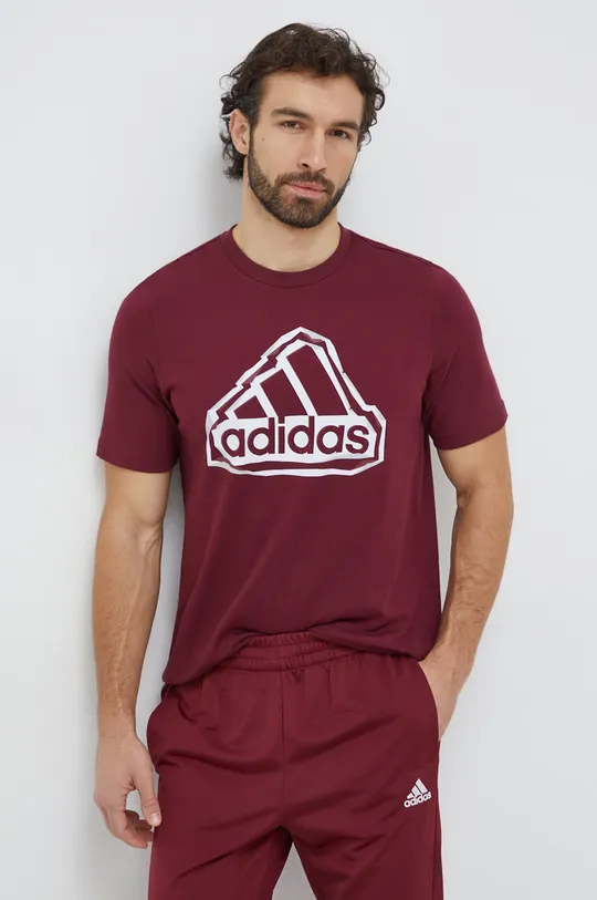 бордо Хлопковая футболка adidas Мужской