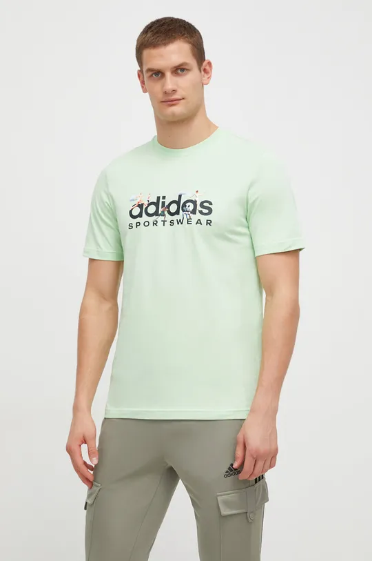 zelená Bavlnené tričko adidas Pánsky