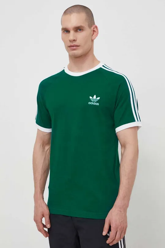 зелений Бавовняна футболка adidas Originals 3-Stripes Tee Чоловічий