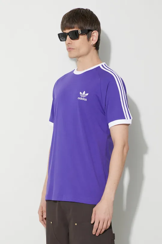 violet adidas Originals tricou din bumbac 3-Stripes Tee