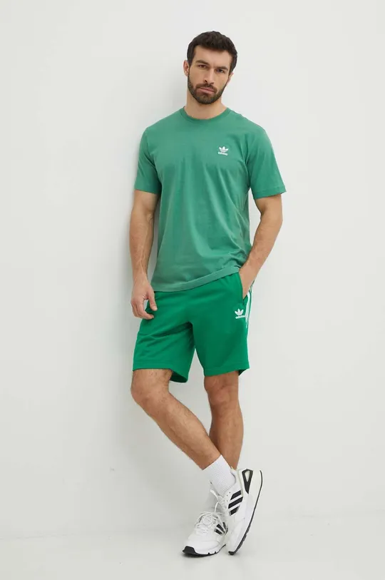 Bombažna kratka majica adidas Originals zelena
