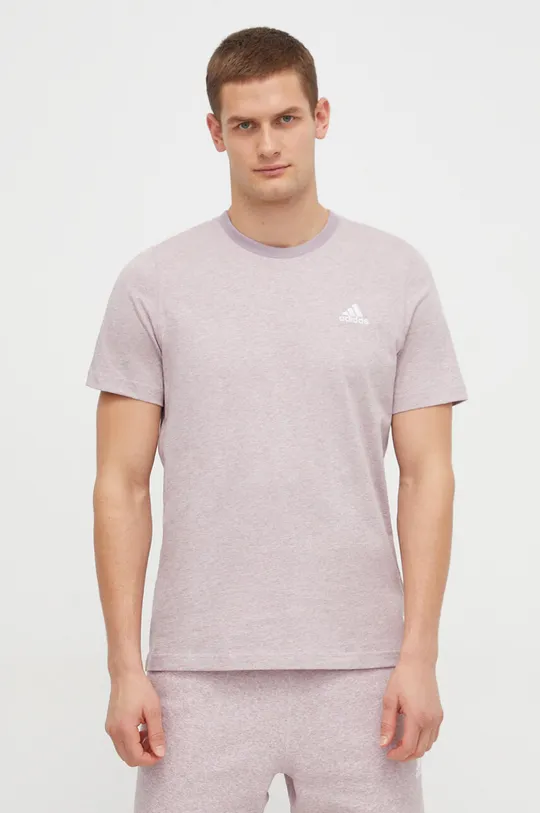 vijolična Bombažna kratka majica adidas Moški