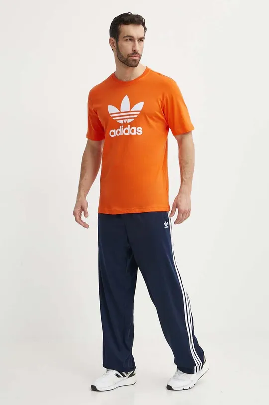 Βαμβακερό μπλουζάκι adidas Originals πορτοκαλί