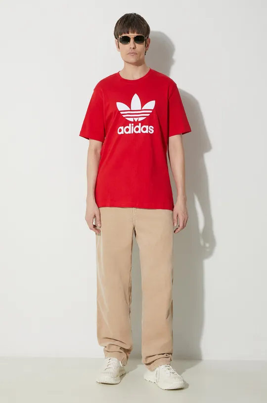 Bavlněné tričko adidas Originals Trefoil červená