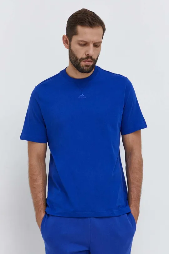 modrá Bavlnené tričko adidas Pánsky