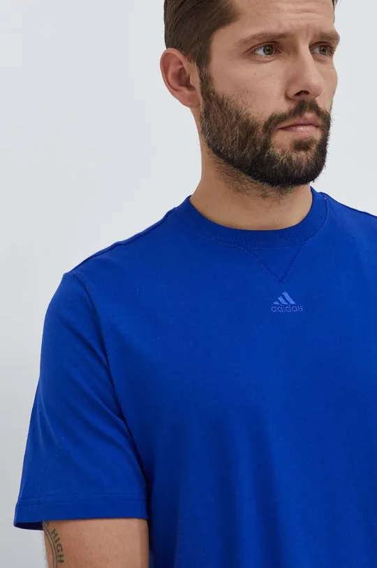 голубой Хлопковая футболка adidas