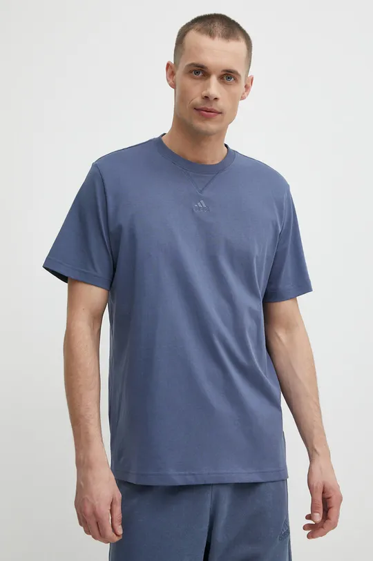 niebieski adidas t-shirt bawełniany Męski