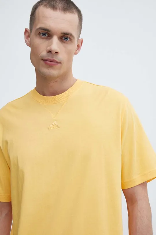 žltá Bavlnené tričko adidas Pánsky