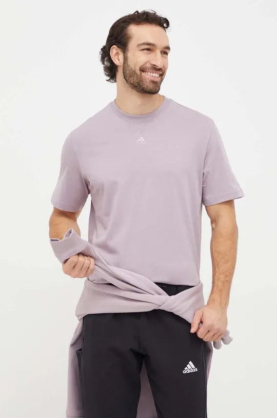 vijolična Bombažna kratka majica adidas