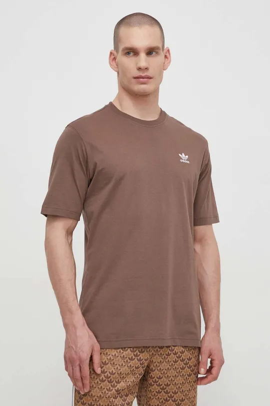 Βαμβακερό μπλουζάκι adidas Originals Essential Tee καφέ