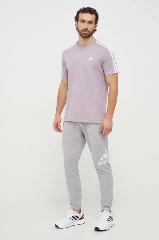 Bombažna kratka majica adidas vijolična