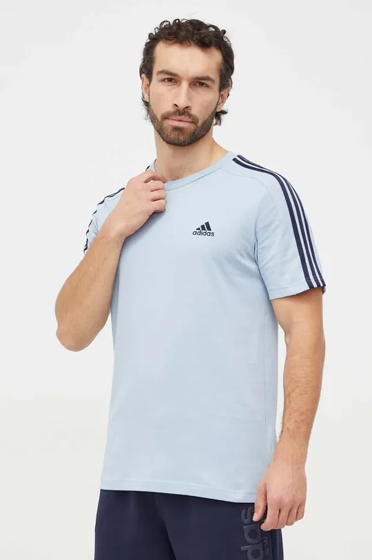 modra Bombažna kratka majica adidas Moški