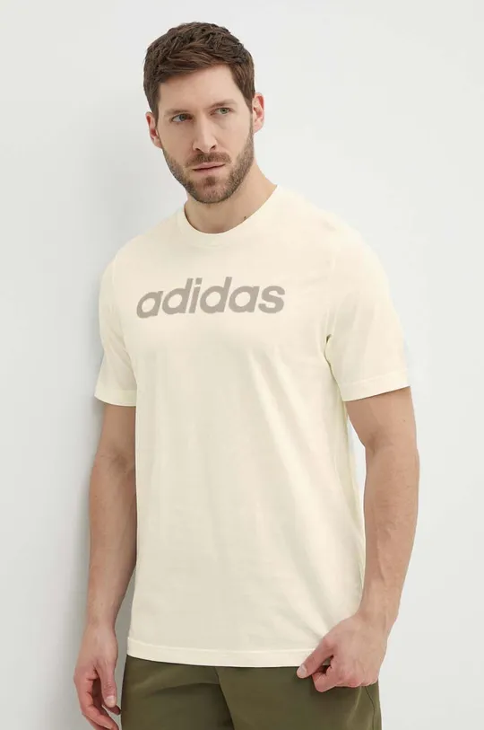 beżowy adidas t-shirt bawełniany