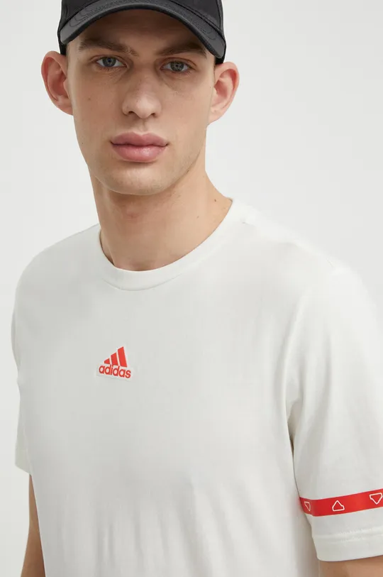 beżowy adidas t-shirt bawełniany