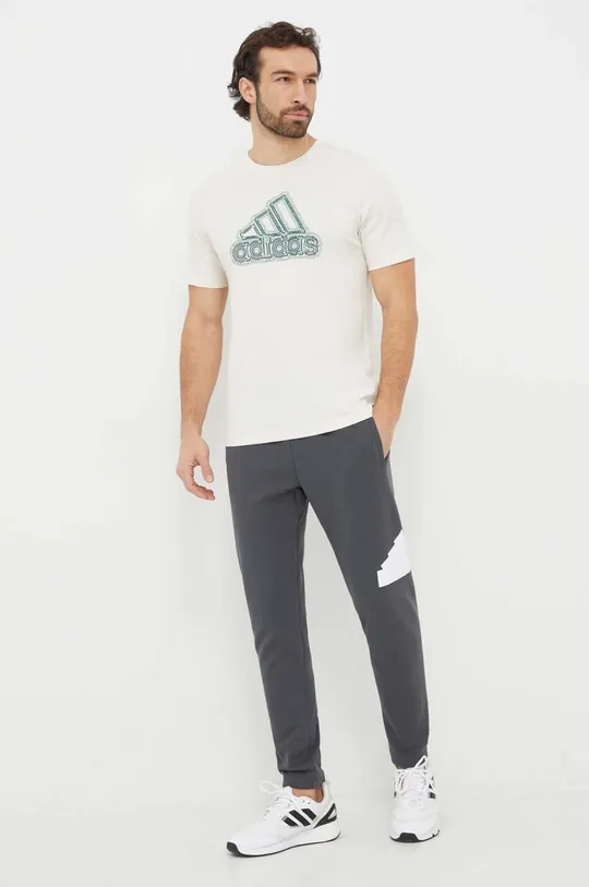Βαμβακερό μπλουζάκι adidas Shadow Original 0 μπεζ