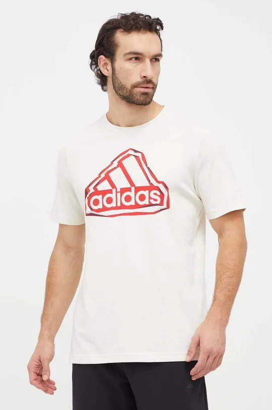 beżowy adidas t-shirt bawełniany Męski