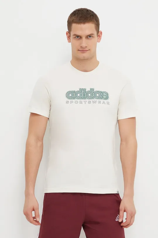 beżowy adidas t-shirt bawełniany Męski