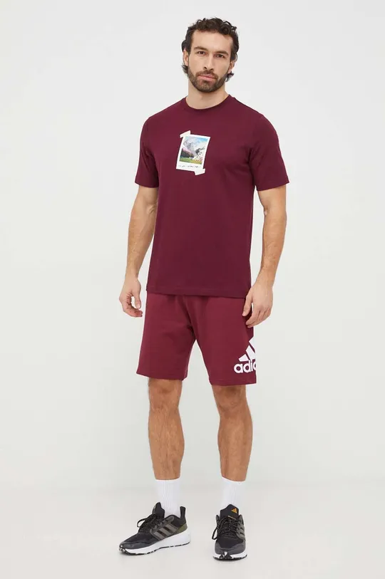 Bavlnené tričko adidas burgundské