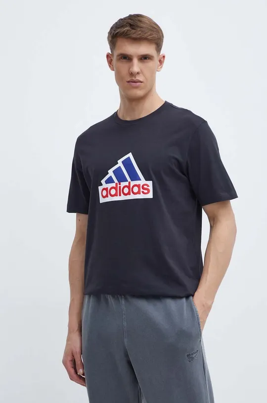 чёрный Хлопковая футболка adidas