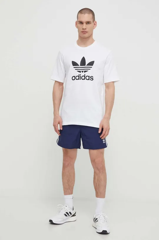 Bombažna kratka majica adidas Originals Trefoil bela
