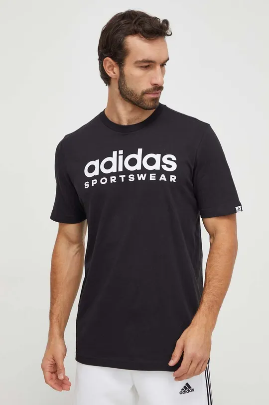 čierna Bavlnené tričko adidas