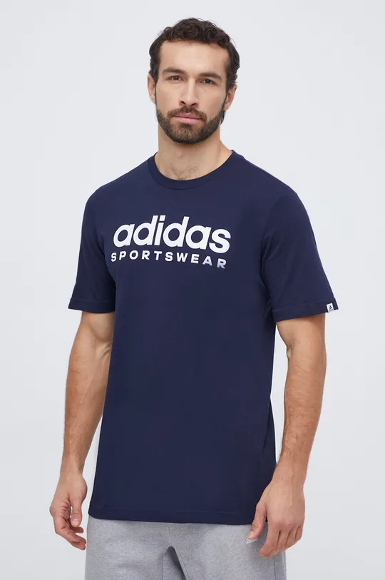 тёмно-синий Хлопковая футболка adidas Мужской