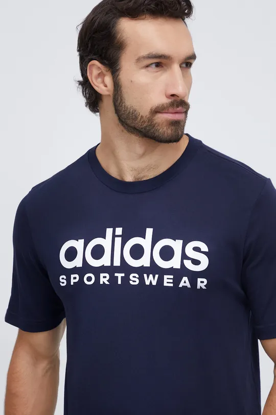 Βαμβακερό μπλουζάκι adidas 0 σκούρο μπλε