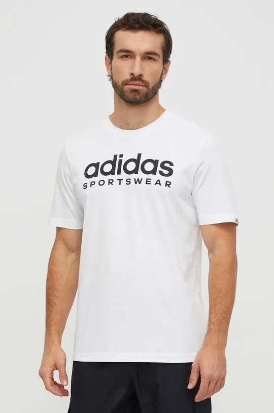 biały adidas t-shirt bawełniany Męski