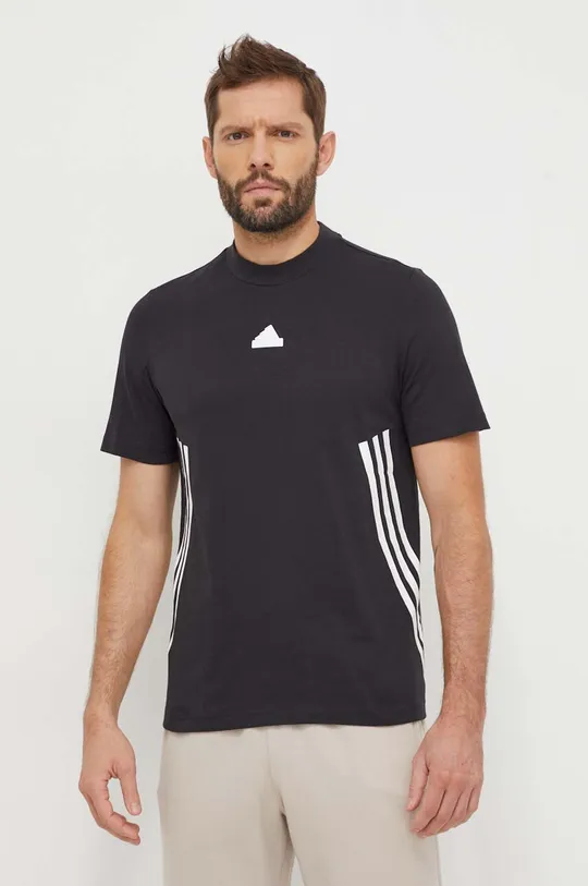 μαύρο Βαμβακερό μπλουζάκι adidas 0