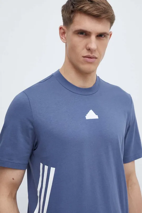 голубой Хлопковая футболка adidas Мужской