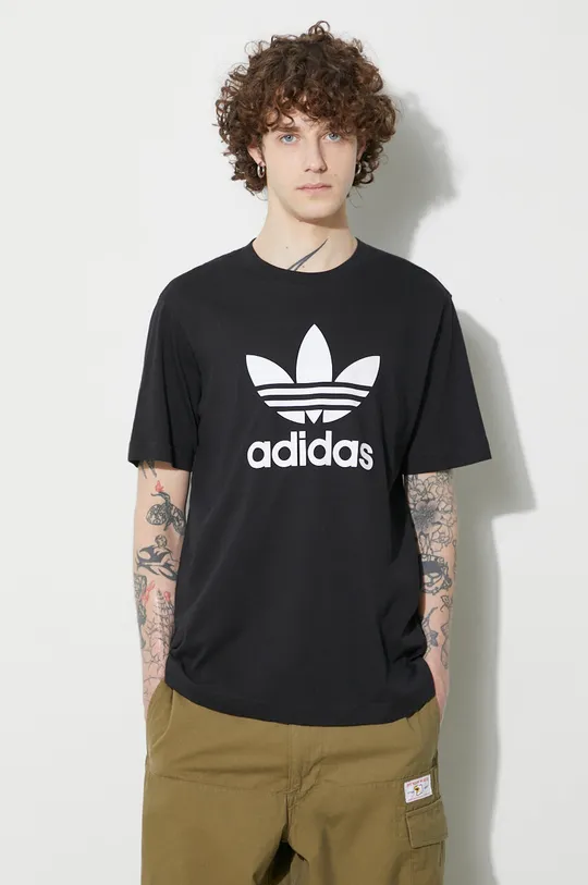 czarny adidas Originals t-shirt bawełniany Trefoil Męski