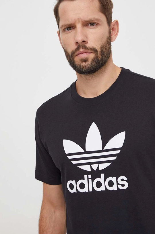 чёрный Хлопковая футболка adidas Originals Trefoil