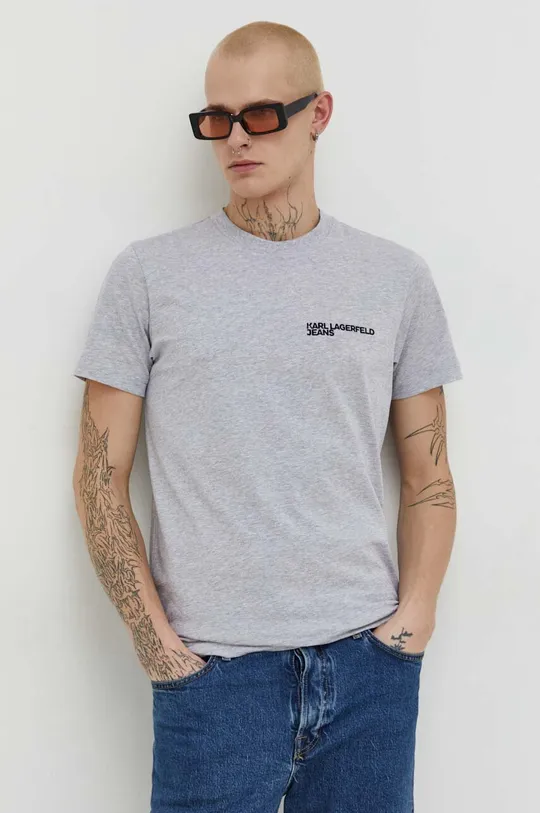 γκρί Βαμβακερό μπλουζάκι Karl Lagerfeld Jeans Ανδρικά