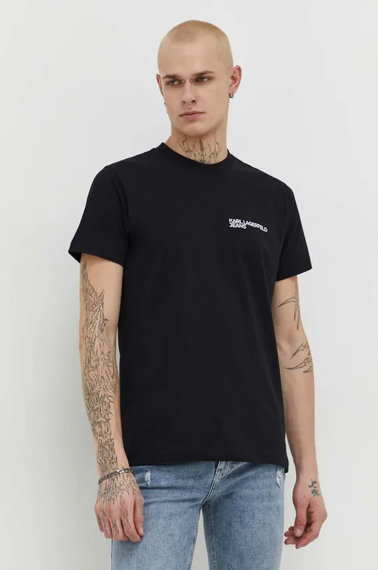čierna Bavlnené tričko Karl Lagerfeld Jeans Pánsky