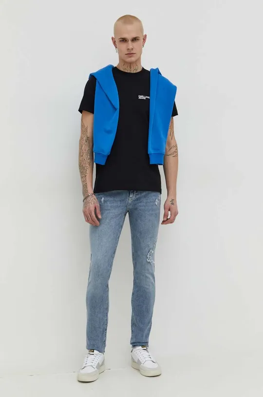 Бавовняна футболка Karl Lagerfeld Jeans чорний