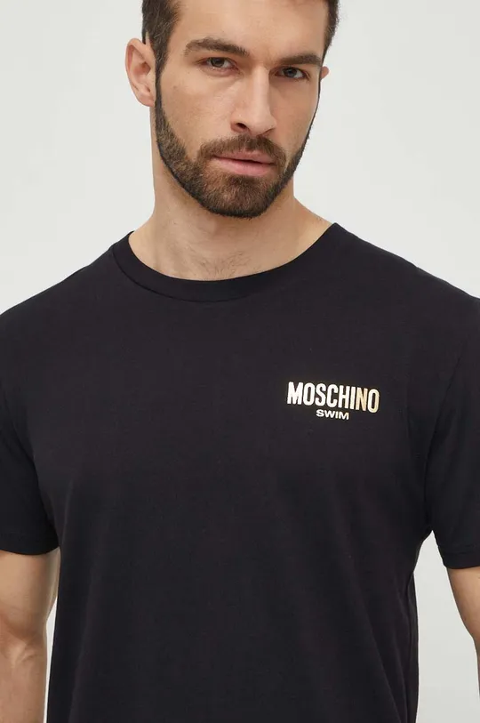 Βαμβακερό μπλουζάκι παραλίας Moschino Underwear μαύρο