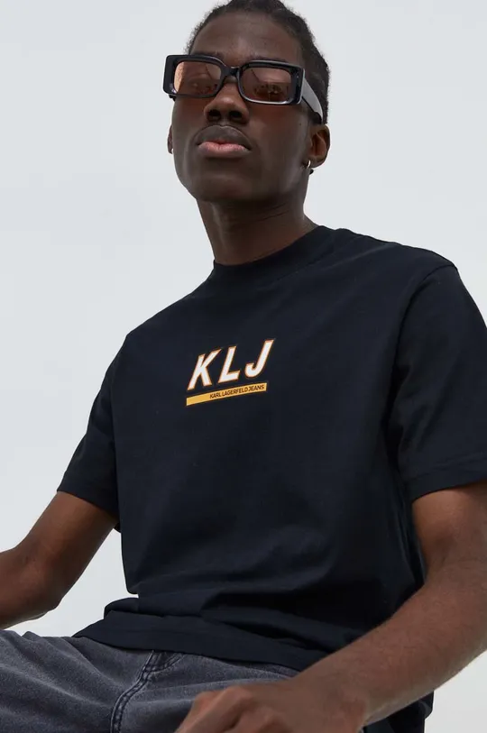 чорний Бавовняна футболка Karl Lagerfeld Jeans