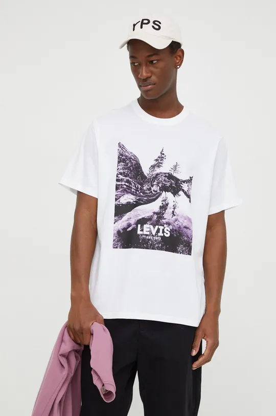 beżowy Levi's t-shirt bawełniany Męski