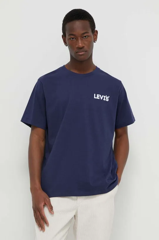 mornarsko modra Bombažna kratka majica Levi's Moški