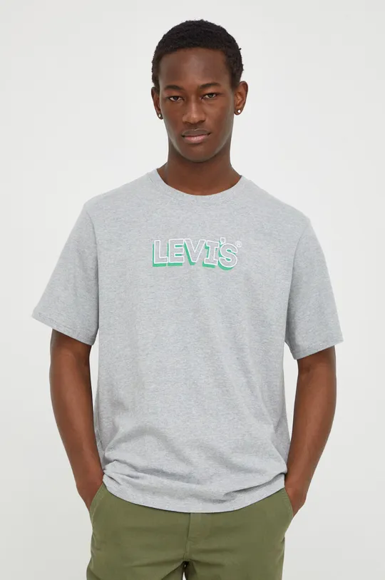 siva Bombažna kratka majica Levi's Moški